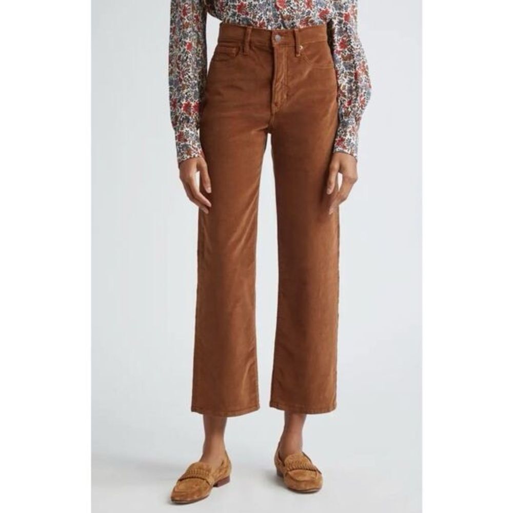 Veronica Beard Crosbie Wide Straight Leg
Crop Corduroy Pants Brown